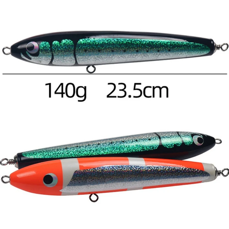 Sequin Wood Fish Lure Bionic 140g/23.5cm Hard Bait Sea Fishing Pencil Bait Artificial Salt Fishing Lure New Arrivaln