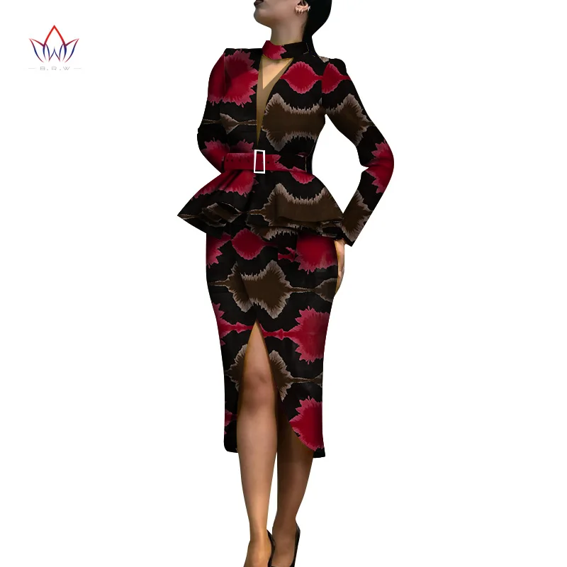 Новые весенние африканские костюмы с юбкой Дашики для женщин, элегантный женский комплект с юбкой, femme Bazin Riche, хлопковый комплект размера плюс, два предмета, WY4324 - Цвет: 17