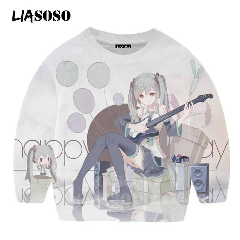 LIASOSO детей толстовки 3D принт аниме девочка Hatsune Толстовка Miku в уличном стиле для детей мальчиков и девочек Повседневное Топ для маленьких детей, свитер для подростков B174-21 - Цвет: 9