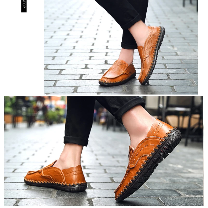 Leather Casual Shoes Mens 2020 New Summer Sewing Low-top Men Shoes Sneakers Comfortable Slip on Shoes for Men ET869 (8)