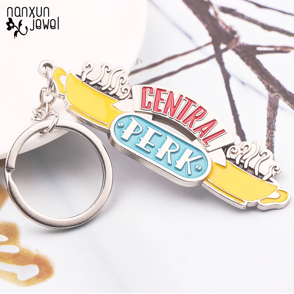 TV Series Friends Keychain Central Perk Coffee Time Metal pendant Key chain car keyring Christmas Gifts for Friends keys holder