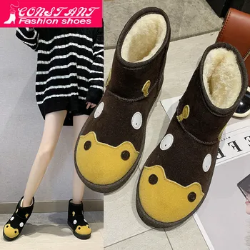 

Snow Boots Woman 2019 Winter Women Ankle Boot Korean Fashion Plus Size Non-slip Flat Booties Keep Warm Ladies Shoes Botas mujer