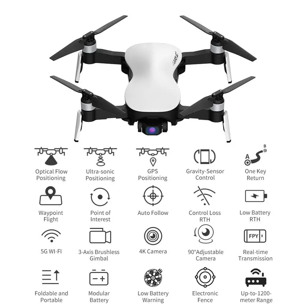 US $193.00 JJRC X12 Aurora 5G WiFi FPV Brushless Motor 4K HD Camera GPS Dual Mode Positioning Foldable RC Drone Quadcopter RTF VS EX4