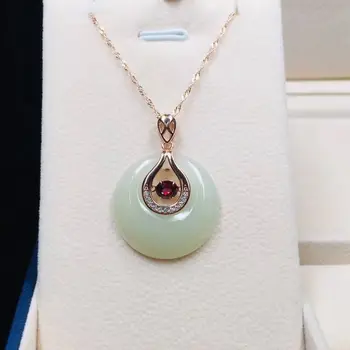 

S925 silver mosaic Natural Hetian white jade Safety buckle Set Tourmaline jewelry trend Popular Jewelry for Man Women Gifts