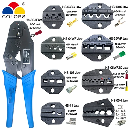 Обжимные плоскогубцы HS-30J 8 челюстей набор plug/трубка/изоляция/неизолированные клемм плоскогубцы alicate ручной инструмент комплект Зажимные инструменты - Цвет: HS-30J 8 Jaws