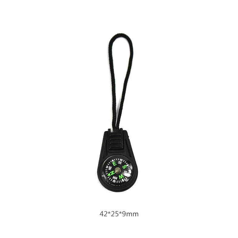 10Pcs Compass Cord Zipper Head Tactical Backpack Clothes Zipper Head Portability Mini Outdoor Equip Survival Compass Accessories