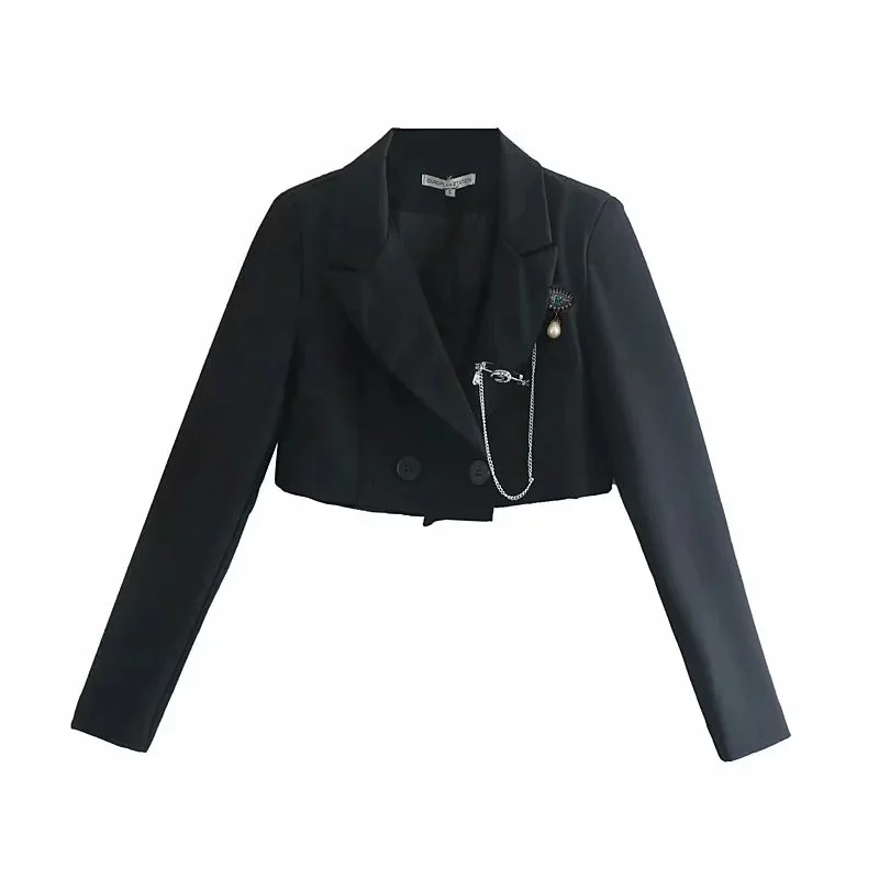 

Is114 2019 Autumn New Style WOMEN'S Dress Versitile Fashion Slimming Nail Drill Brooch Short Suit Coat Tops
