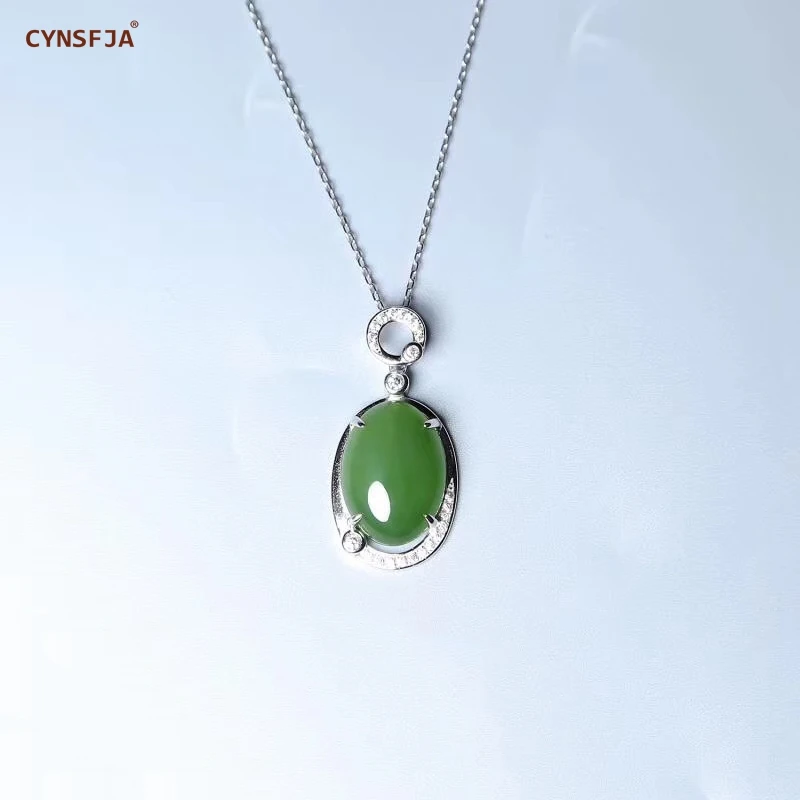 CYNSFJA Реал Certified(Hetian) нефрита Jade Jasper 925 пробы Серебряное кольцо ювелирные украшения зеленый нефритовый кулон высокое качество лучшие подарки