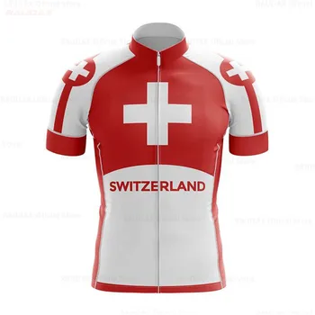 

2020 Mens Switzerland National Flag Cycling Jersey Classic White Summer Eco-Friendly Bike Clothing Road Team Bicycle Wear Shirt