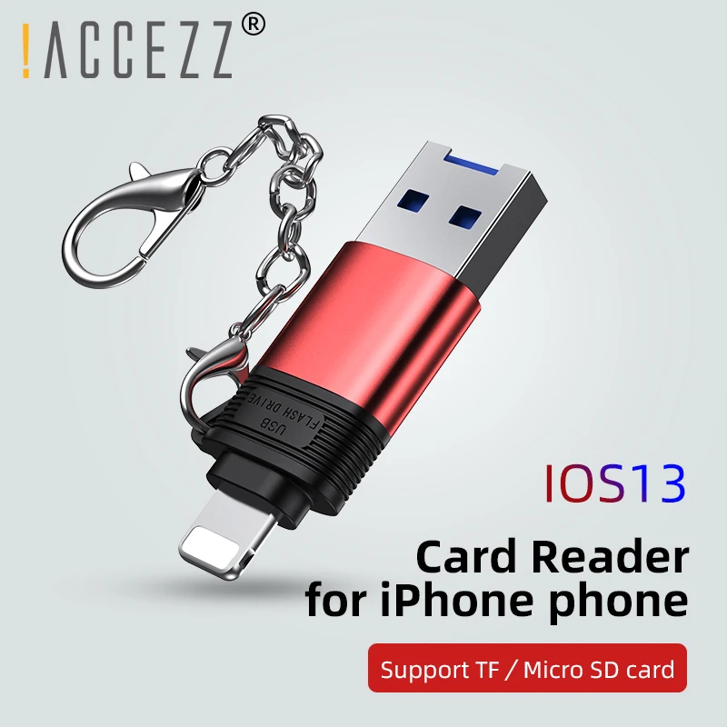 ! Устройство для чтения карт памяти ACCEZZ TF/Micro SD iPhone 11 Pro X XS Max 8 7 6 5 Plus IOS13 контактный