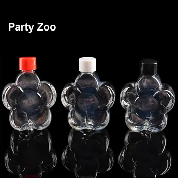 

500 x 100ml New Clear Flower PET Bottle with Colorful PP Lid Multifunctional Liquid Bottles Wholesale