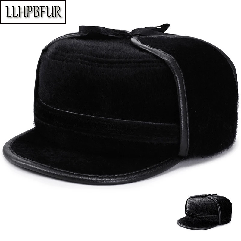 Брендовая осенне-зимняя шапка из искусственной норки для среднего и пожилого