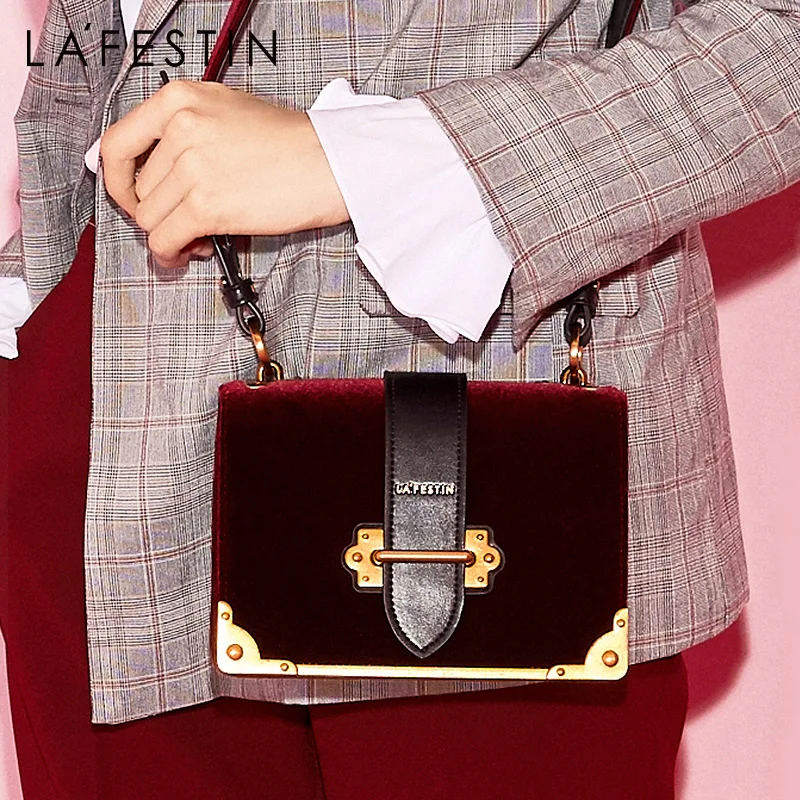 LA FESTIN Women Shoulder Bag Velvet Handbag Brands 2020 Design Luxury Famous Designer Crossbody Bag Bolsa Feminina High Quality