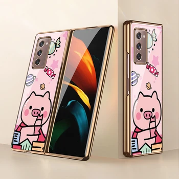 

Samsung fold2 mobile phone case glass zfold2 generation folding protective case sm-f9160 electroplating anti falling cartoon