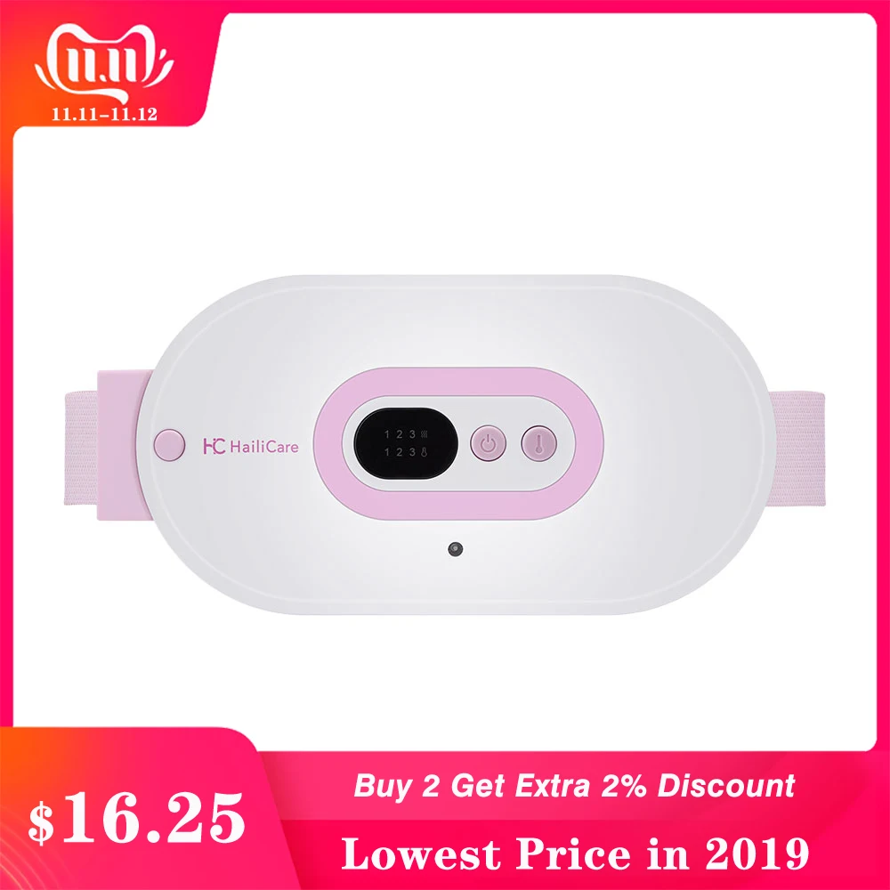 

Pink Far Infrared Heating Warm Uterus Belt Massage Female Pain Relief USB Charge Lady Menstrual Stomachache Waist Health Care