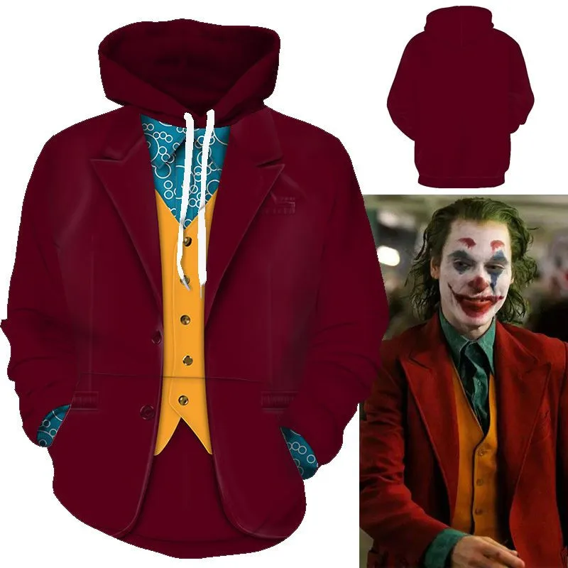 Pennywise Hoodie Sweatshirt Movie Joker Cosplay Costume Batman Clown Hoodie Jacket Coats Men Women Top - Цвет: 4