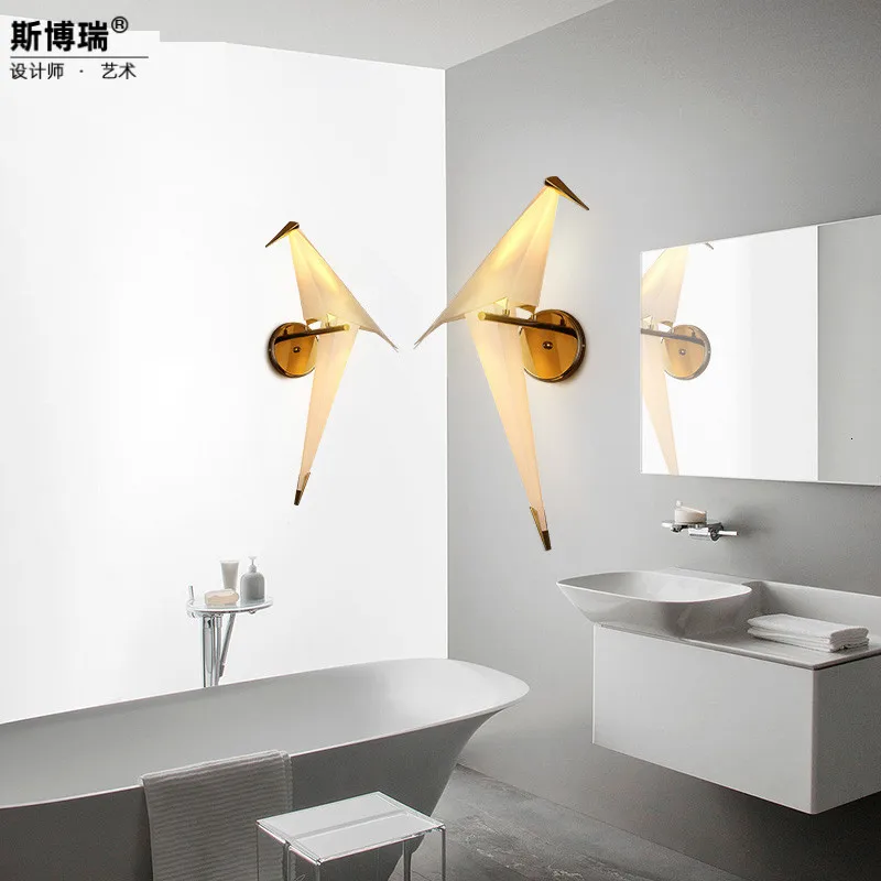 

A Theme Restaurant Teahouse Leisure Time Bar Personality Bedroom Northern Europe Originality Thousand Crane Birdie Wall Lamp