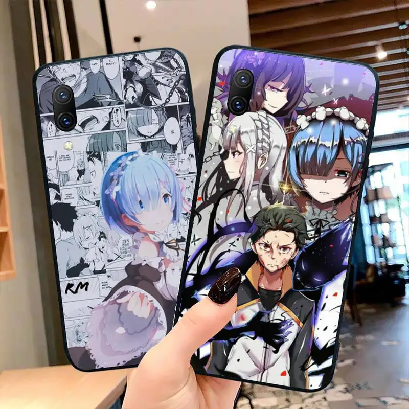 Аниме Re zero Rem Emilia чехол для телефона Vivo Y91c Y17 Y51 Y67 Y55 Y7s Y81S Y19 V17 vivo s5 | Мобильные
