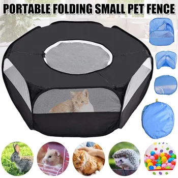 

Small Pet Cage Tent Pet Playpen with Top Cover Portable Outdoor Exercise Yard Fence Anti Escape Tent for Rabbits Cat DTT
