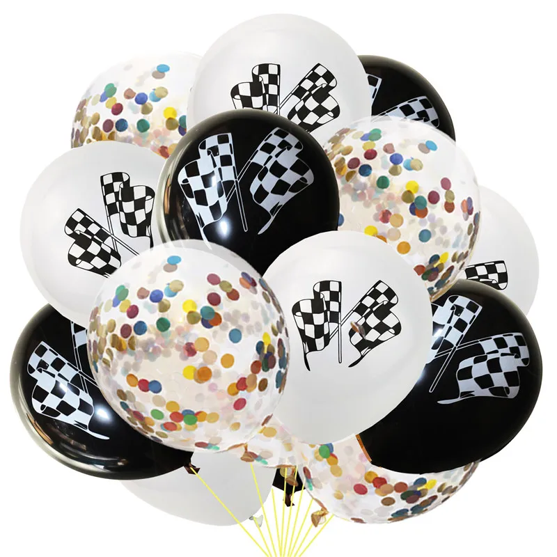 15pc Mix Color A Черно-белые вечерние шахматы в стиле гоночной машины, набор одноразовой посуды с Клетчатым флагом, вечерние принадлежности для детского душа - Цвет: 15pc Mix Color A