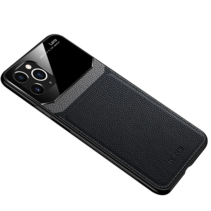 black Для Apple iphone 11 чехол роскошный кожаный+ Прочный чехол для телефона защитная задняя крышка чехол для iphone 11 Pro Max iphone 11 11pro чехол для телефона - Цвет: black