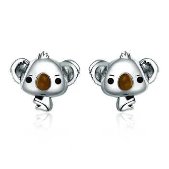 

Lovely Koala Sloth Stud Earrings For Women 925 Sterling Silver Hypoallergenic Stud Frmale Sweet Earrings Fine Jewelry