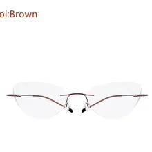 Belight оптический титановый сплав ультра легкие женские кошачий глаз без оправы стеклянные оправы дизайнерские очки мода по рецепту 20003