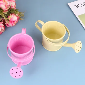 

2pcs Creative Watering Tin Simple Watering Pot Durable Iron Sprinkling Kettle Portable Can for Garden Home Plants Flower (Beige