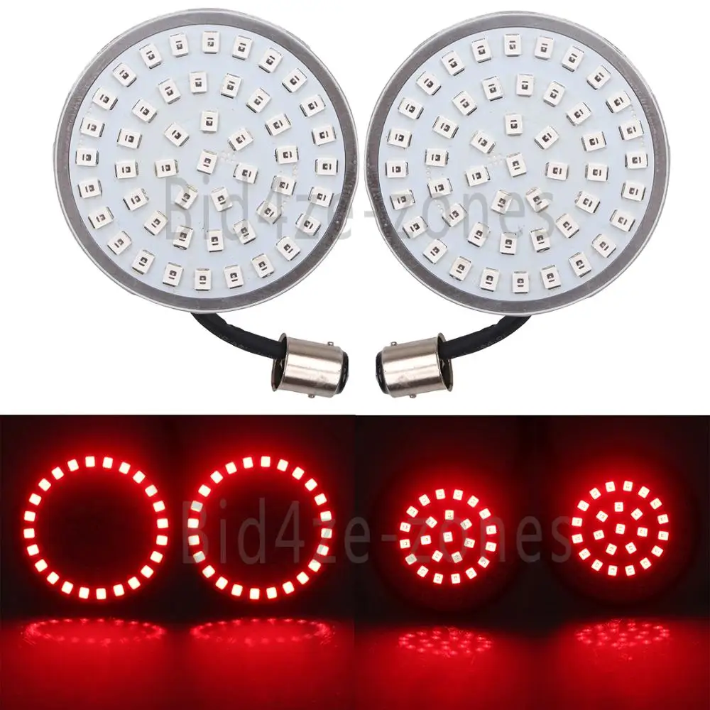 

2" Red 1157 LED Rear Turn Signal Inserts Bullet Style For Harley Touring Sportster Softail Dyna