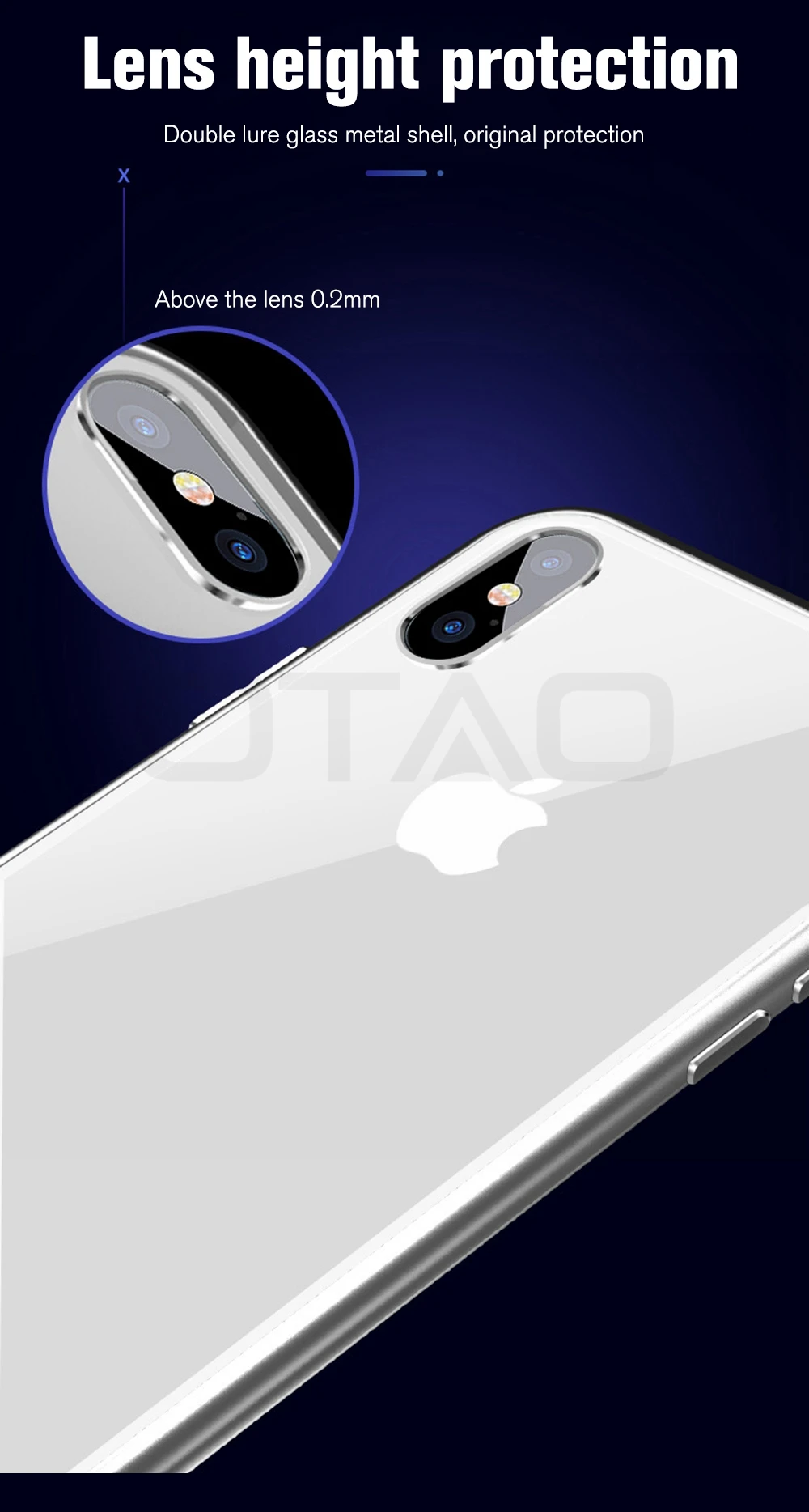 OTAO металлический магнитный чехол для iPhone 8 7 6 6s Plus 9H двухсторонний закаленный стеклянный магнит крышка для iPhone XS MAX XR X Чехлы Coque