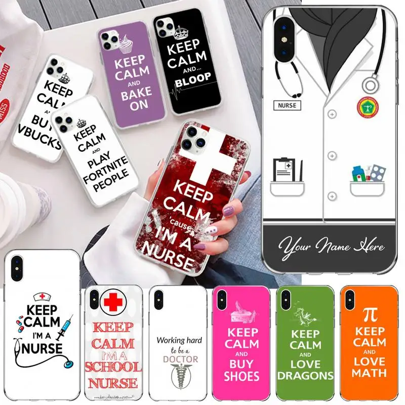 HPCHCJHM Keep Calm I'm a Nurse мягкий черный чехол для телефона iPhone 11 pro XS MAX 8 7 6 6S Plus X 5S SE 2020 XR |