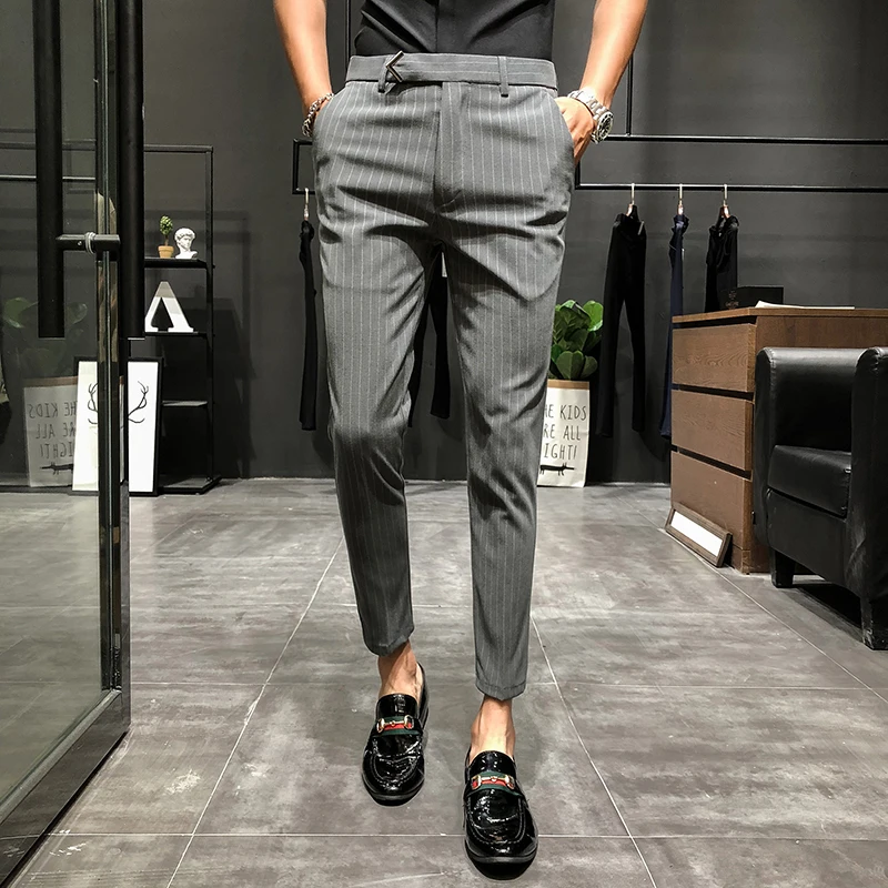 Men Dress Pants Slim Fit Streetwear 