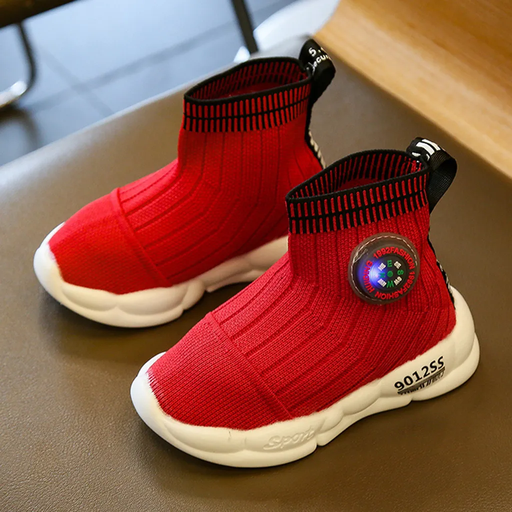 Infant Kids Shoes Baby Girls Boys Led Solid Mesh Light Sport Luminous Socks Sneakers Tenis Infantil Zapatos | Детская одежда и