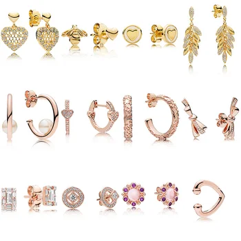 

12 Style 1 Pair 925 Sterling Silver Ear Studs Bee Love Pearl Crystal Diy High Quality Earrings for Women Wedding Jewelry Gift