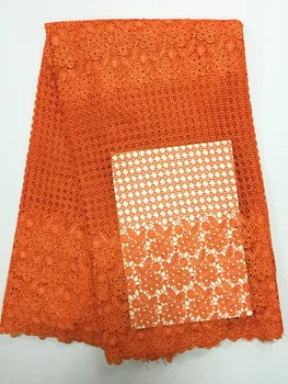 

African Lace Hot Sell Mesh 2018 New Arrival Plain Orange Color african cord Lace /guipure lace Fabrics High Quality PL20001