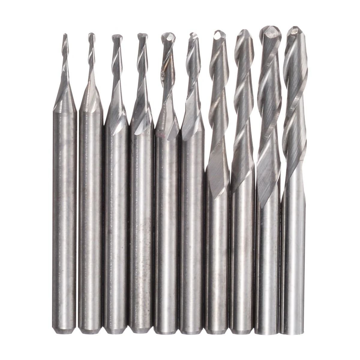 10pcs//set 1//1.5//2.0//2.5//3.175mm Carbide Ball Nose End Mill Engraving Router Bit