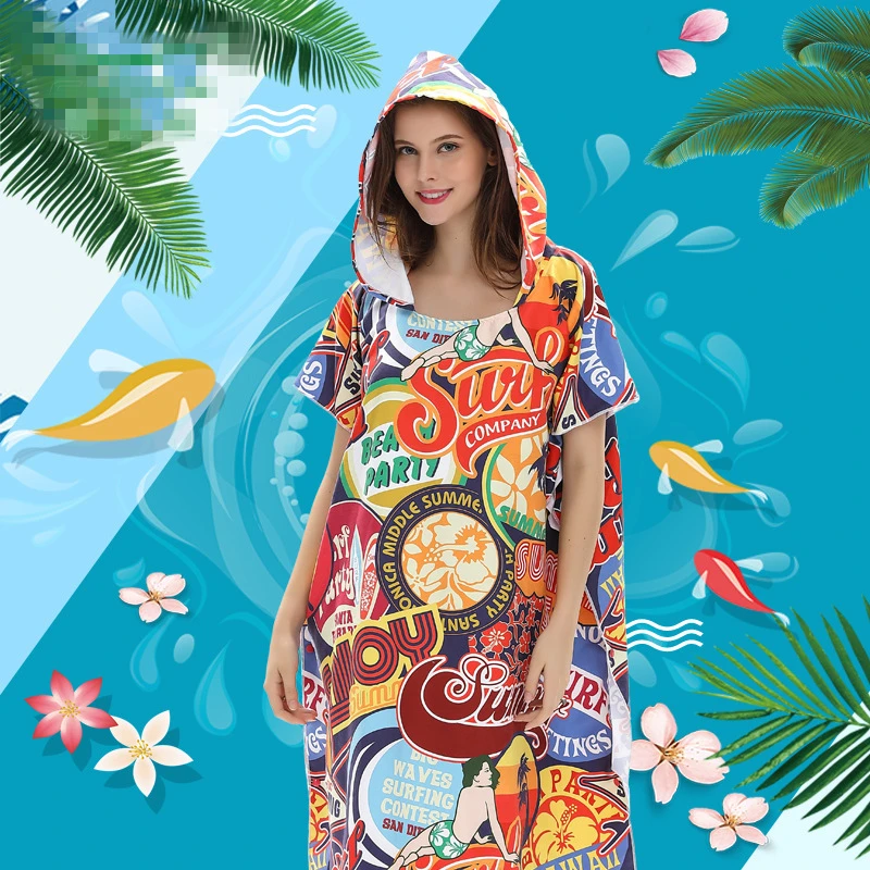 Пляжный халат с принтом банное полотенце/пляжное полотенце капюшоном на