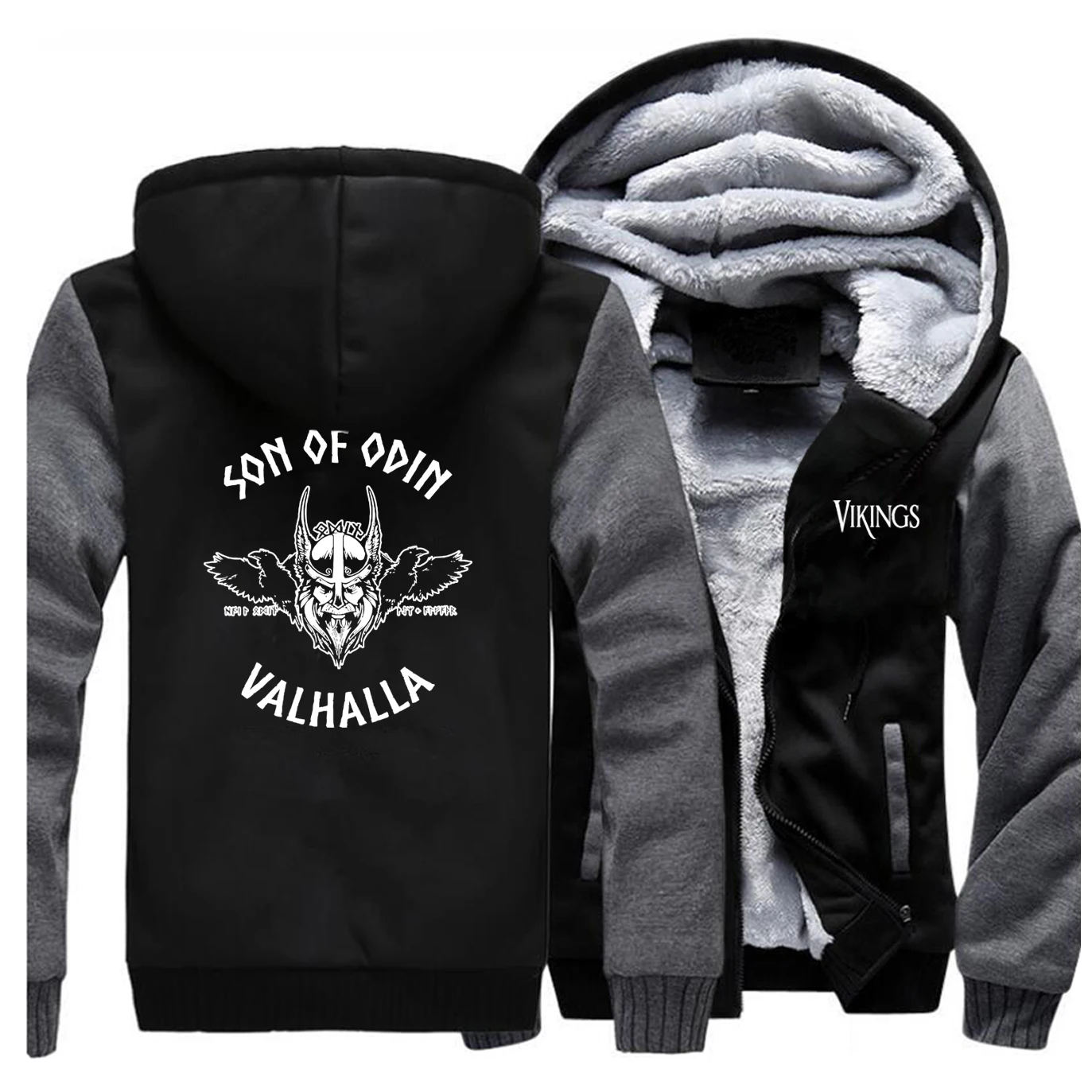 Мужские толстовки на молнии Sons Of Odin Valhalla Viking осенняя повседневная спортивная