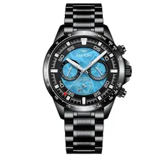 

AILANG Luminous Waterproof Stainless Steel Band Men Mechanical Watch Fashion Three Eyes Weekly Calendar Display Automatic Watch