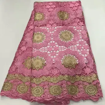 

African tulle lace fabric 2020 African French lace fabric high quality with stones Nigerian embroidery Water soluble French PINK