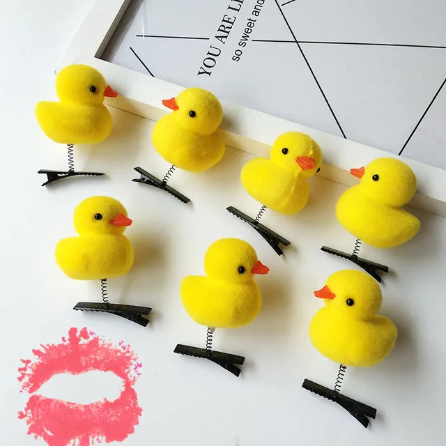 5Pcs/Lot Bubble Childrens Toy Little Yellow Duck Love Heart Hairpin Clip Suitable For Clip On The Gift ZH 1