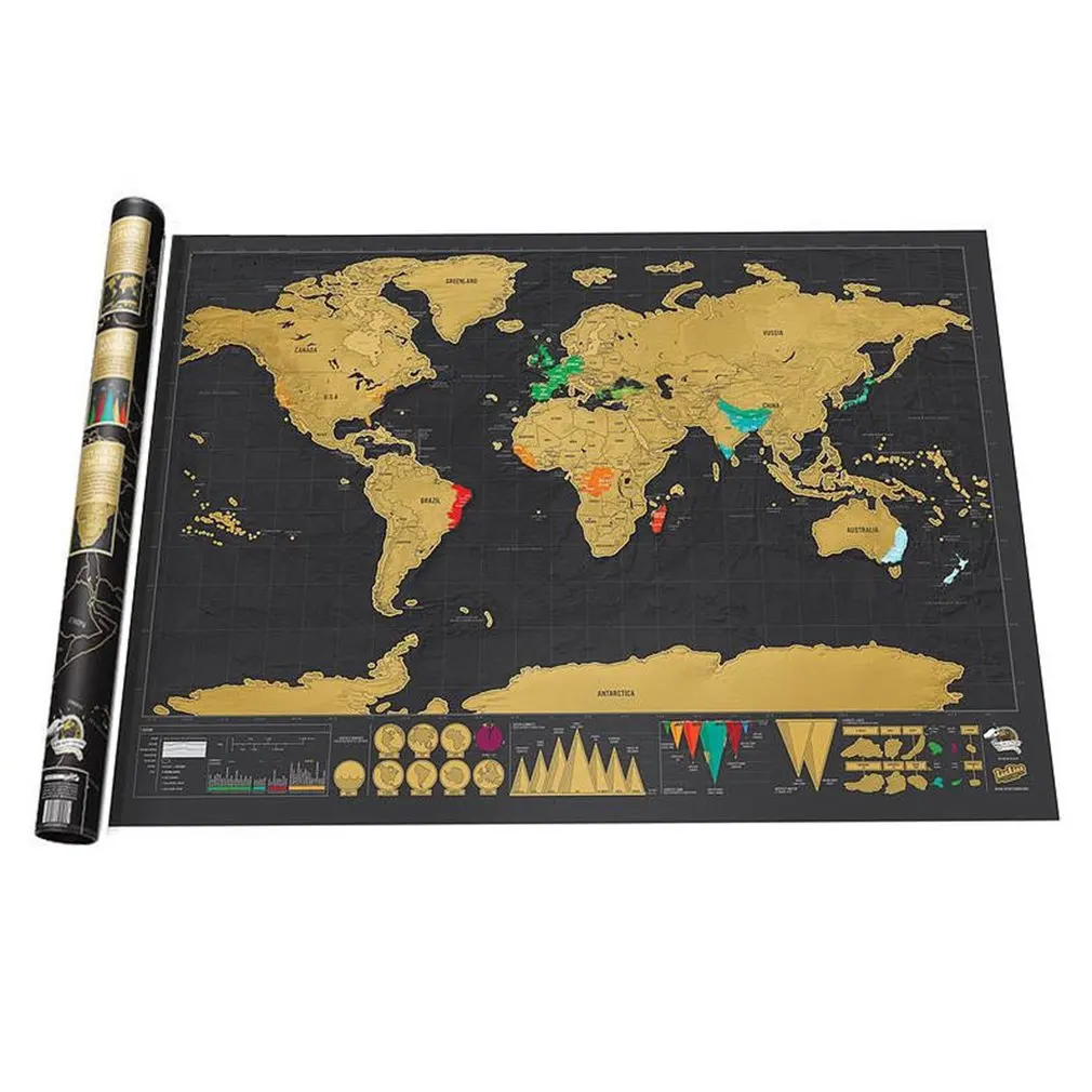 Gold Scratch Map Size Black Luxury Edition World Perfect For Travelers Foil Coating | Дом и сад