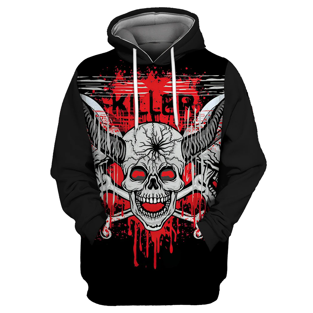 Showtly Horro Skull Mens Hoodies Jack Skellington Halloween Costumes Casual Anti Social Club Man Streetwear