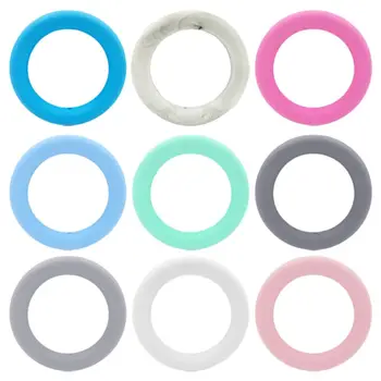 

5Pcs/Pack 65mm Silicone Teether Ring Beads DIY Baby Chewable Nursing Teething Shower Gifts
