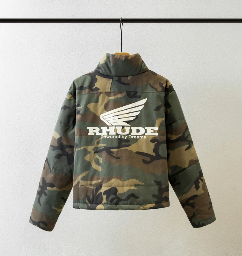 RHUDE куртки Для мужчин женщин шить уличная камуфляжная куртка ветровка пальто с