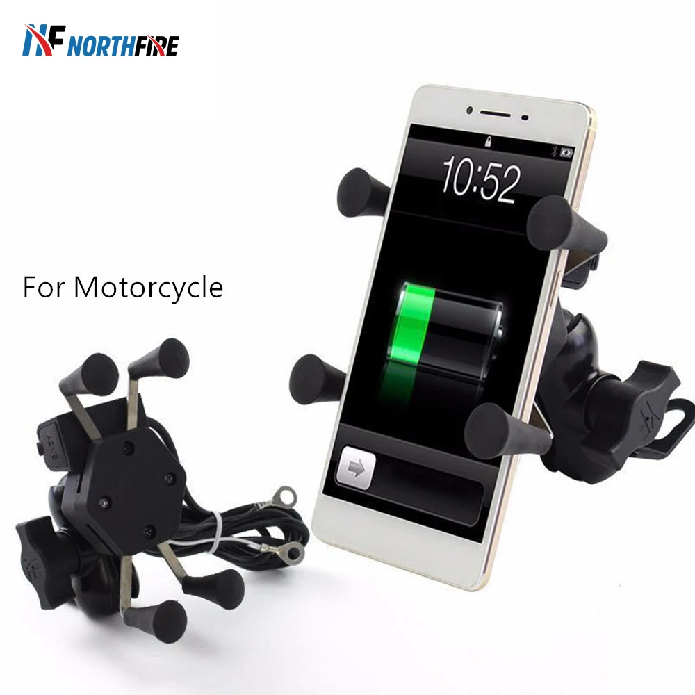 

NORTHFIRE Motorcycle Phone Holder Handlebar Bracket GPS Stand For iPhone Huawei Autocycle Scooter Mobile Phone With USB Charger