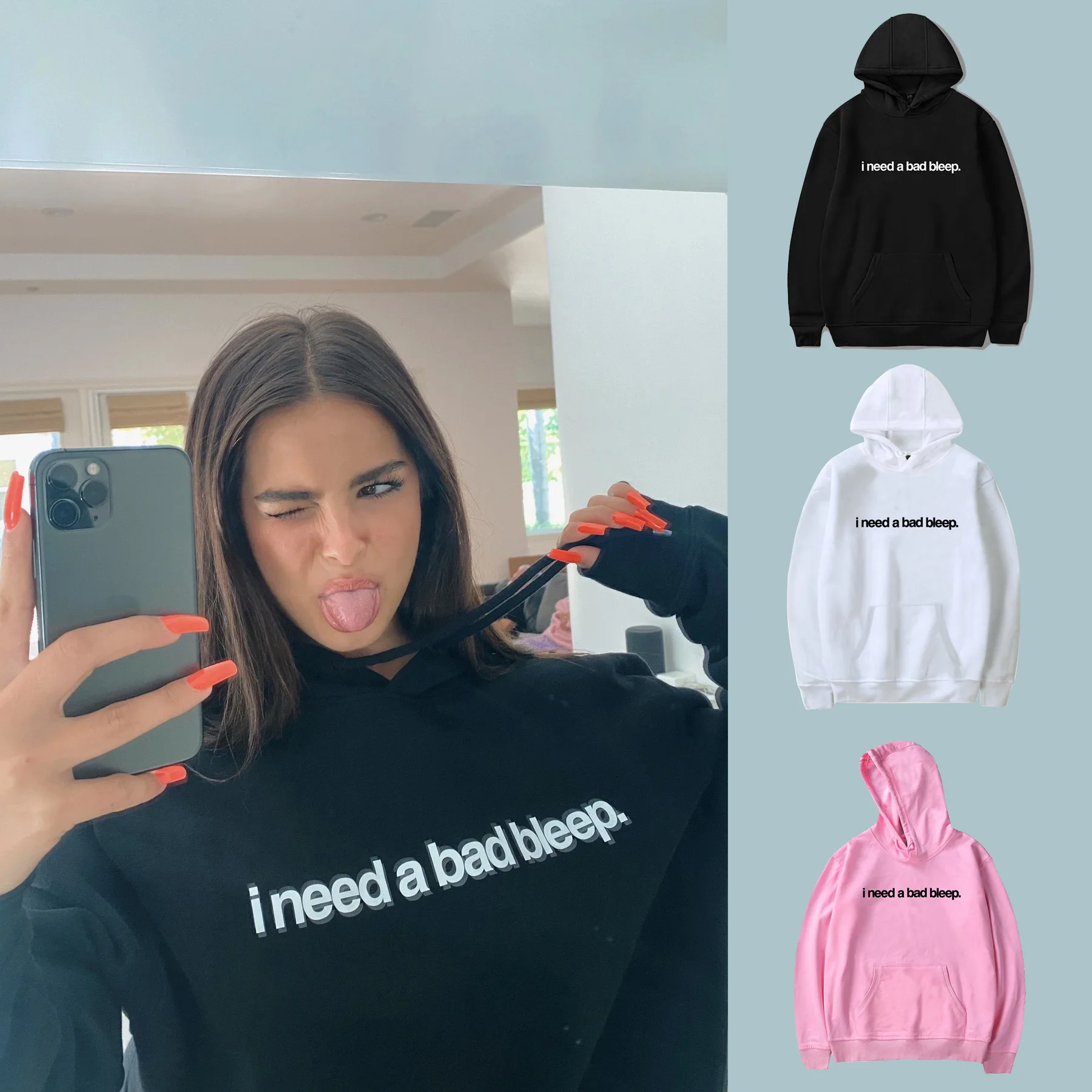 Addison Rae: мне нужна Bad Bleep черная толстовка с капюшоном толстовки для мужчин и женщин