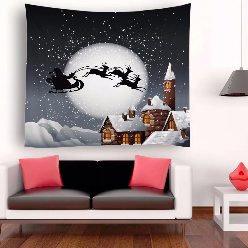 ChristmasTapestry домашний декоративный полиэстер дизайн Настенный Коврик для йоги скатерть пляжное полотенце настенный гобелен из ткани tap301