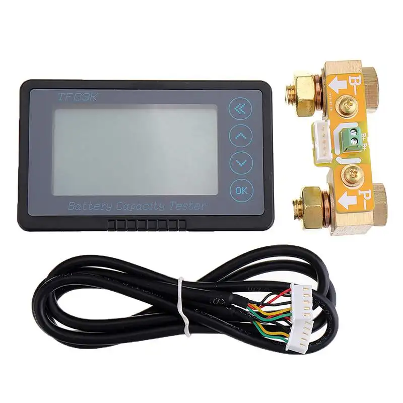 TF03K 100V350A Coulomb Counter Meter Battery Capacity Indicator Voltage Current Display TTL232 Li-ion Acid 1M Shielded Cable afbeelding