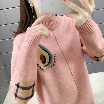 

2020 Poncho 9447 Half Real Photo Of New Type Avocado Letter Color Matching Pullover Knitwear 47 -- 2nd Floor, Row 1, 5 Shelves